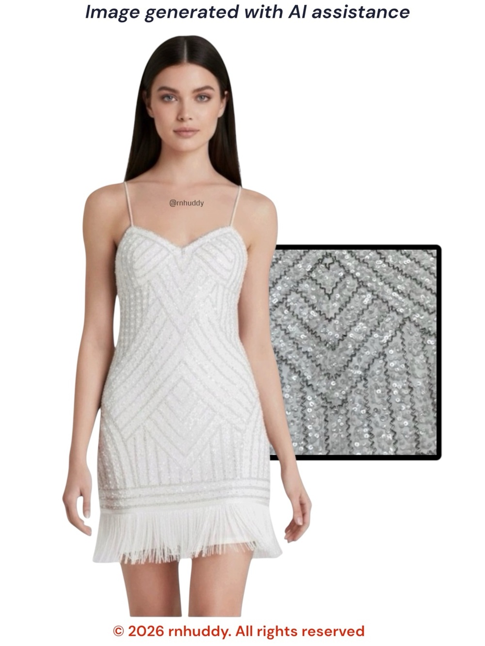 NWT Aidan Mattox size 12 Dress Beaded Fringe in white silver